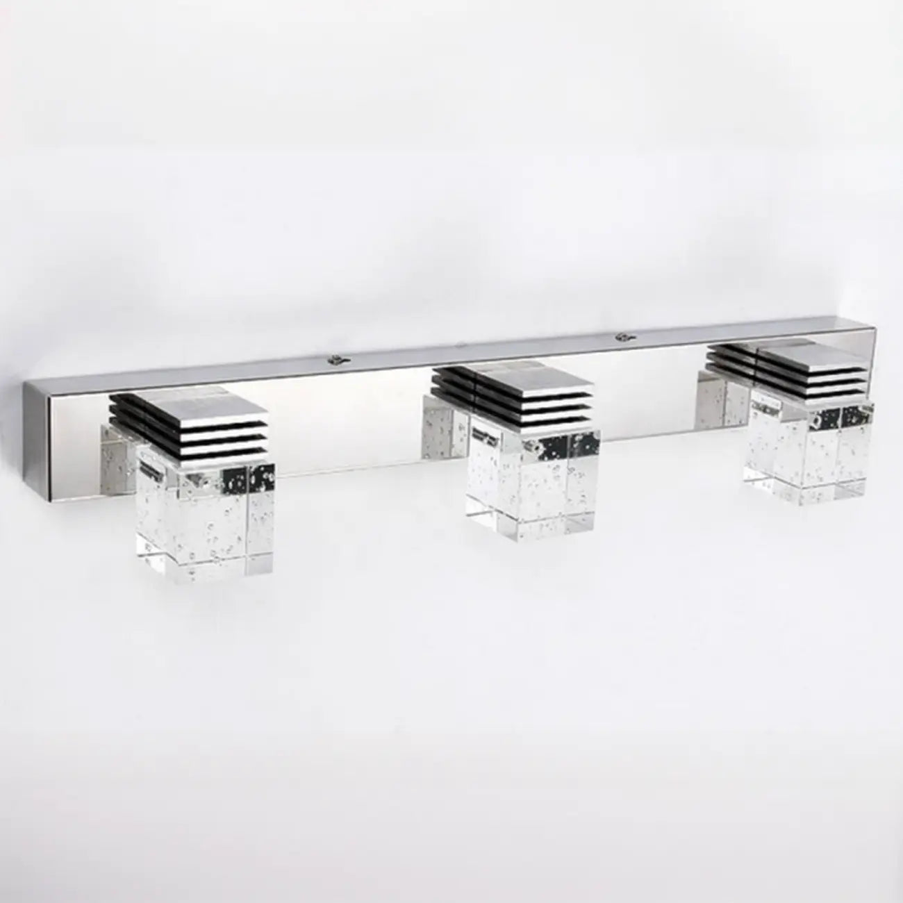 Rectangular Crystal Vanity Light Modern Silver LED for Bathroom