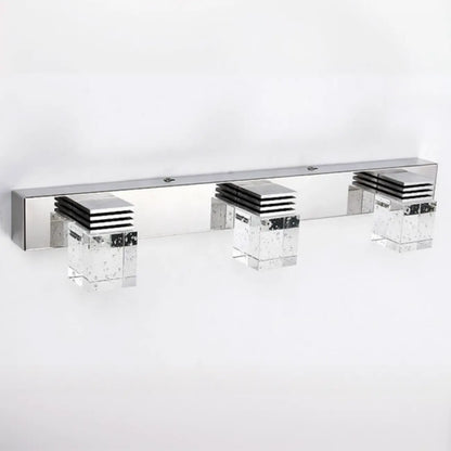 Rectangular Crystal Vanity Light Modern Silver LED for Bathroom