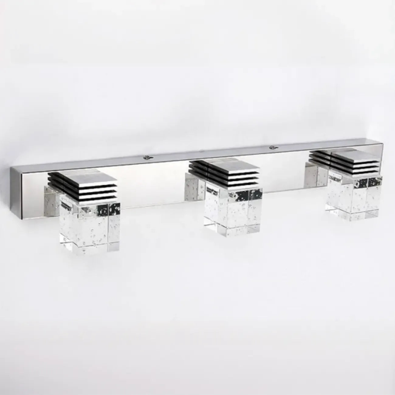 Rectangular Crystal Vanity Light Modern Silver LED for Bathroom
