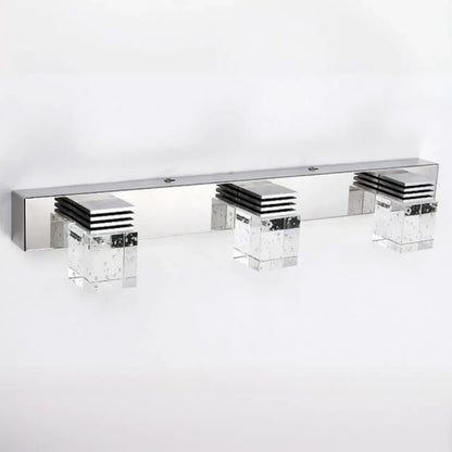 Rectangular Crystal Vanity Light Modern Silver LED for Bathroom