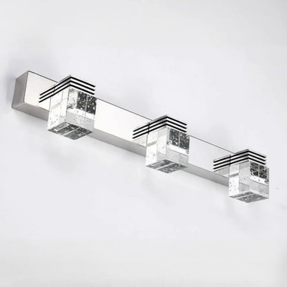 Rectangular Crystal Vanity Light Modern Silver LED for Bathroom