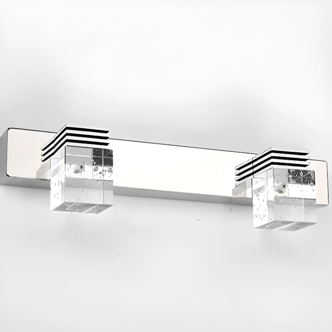 Rectangular Crystal Vanity Light Modern Silver LED for Bathroom