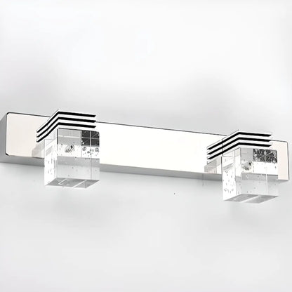 Rectangular Crystal Vanity Light Modern Silver LED for Bathroom