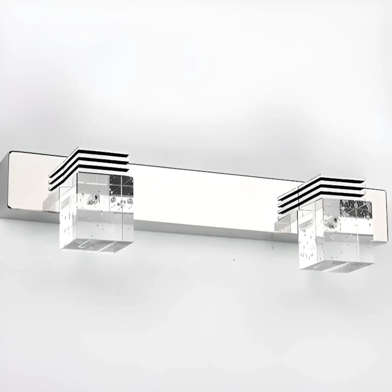 Rectangular Crystal Vanity Light Modern Silver LED for Bathroom