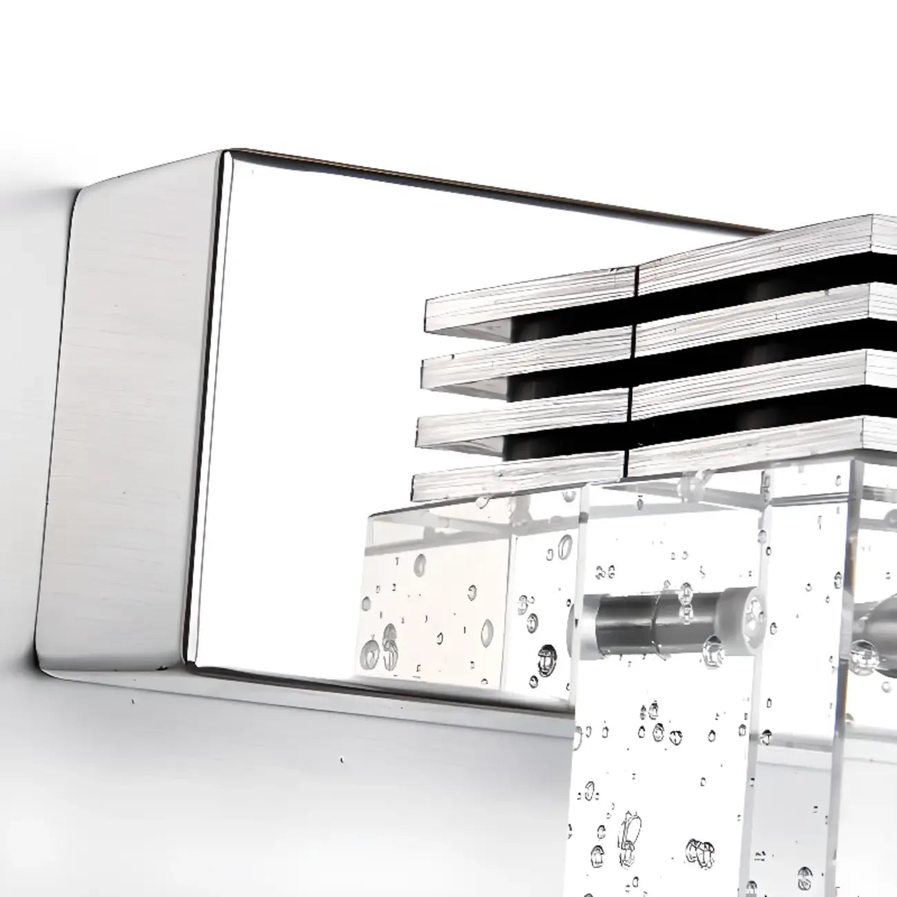 Rectangular Crystal Vanity Light Modern Silver LED for Bathroom