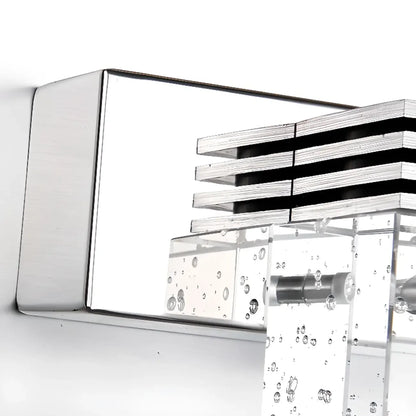 Rectangular Crystal Vanity Light Modern Silver LED for Bathroom