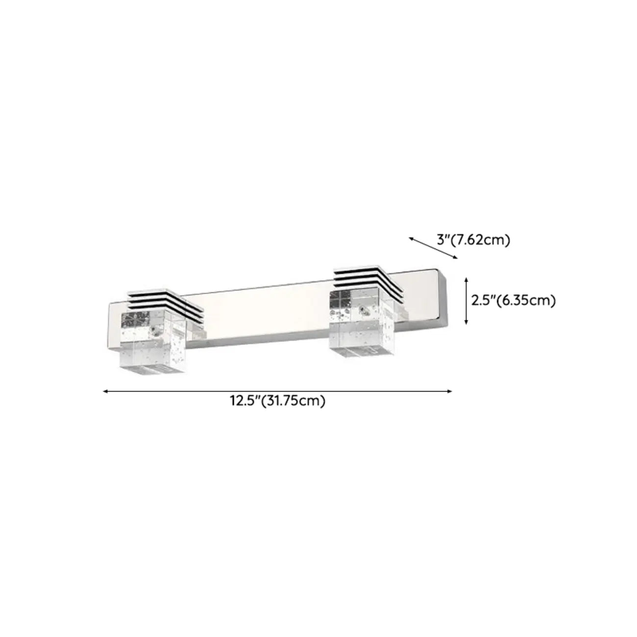 Rectangular Crystal Vanity Light Modern Silver LED for Bathroom