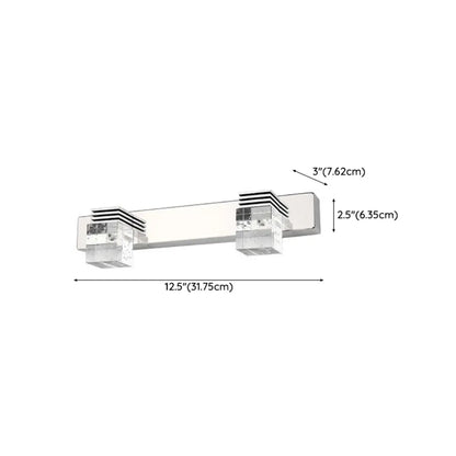 Rectangular Crystal Vanity Light Modern Silver LED for Bathroom