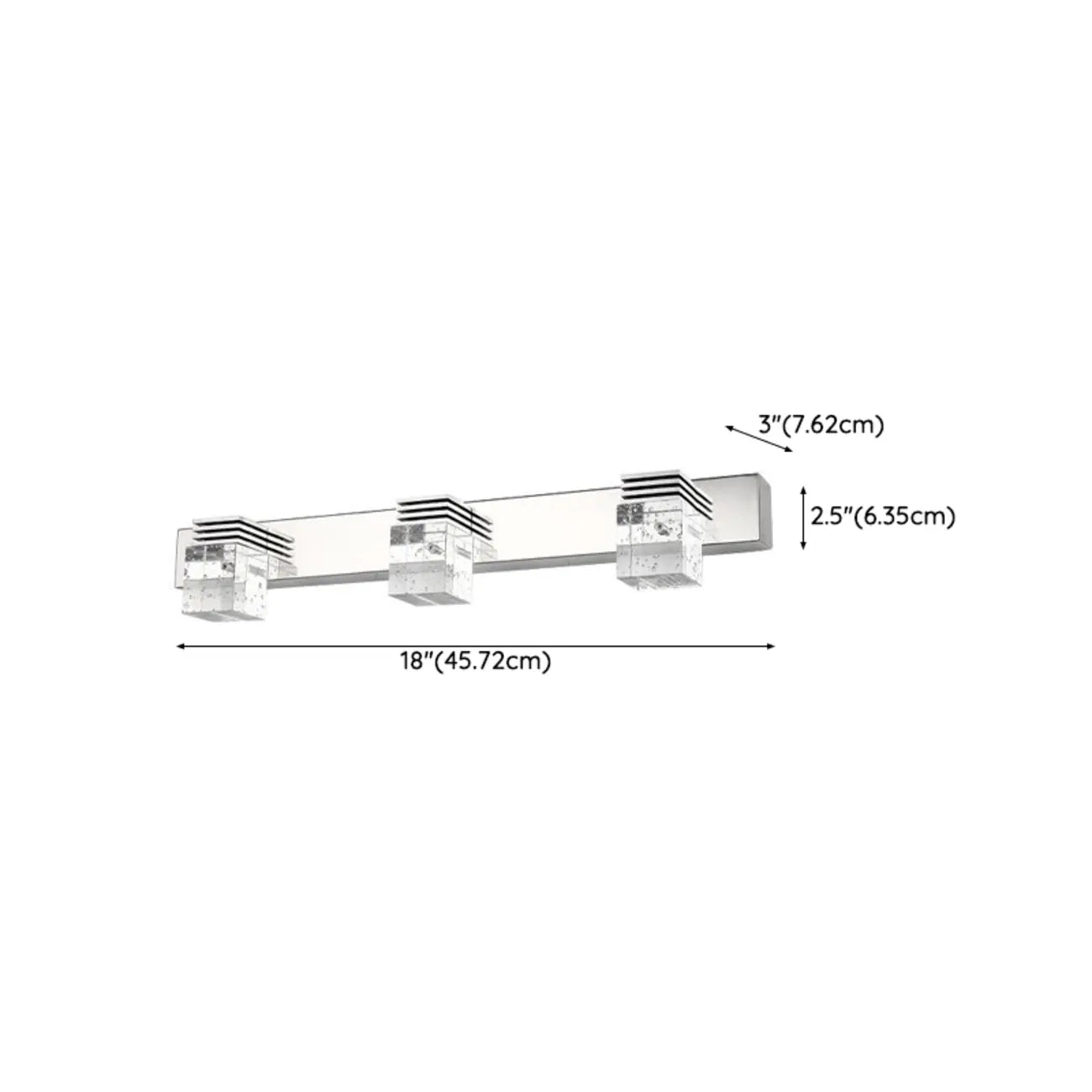 Rectangular Crystal Vanity Light Modern Silver LED for Bathroom