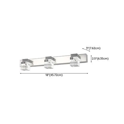 Rectangular Crystal Vanity Light Modern Silver LED for Bathroom