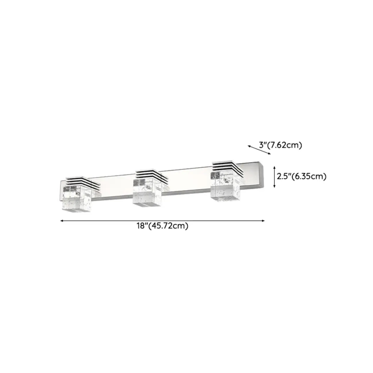 Rectangular Crystal Vanity Light Modern Silver LED for Bathroom