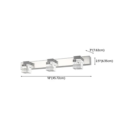 Rectangular Crystal Vanity Light Modern Silver LED for Bathroom