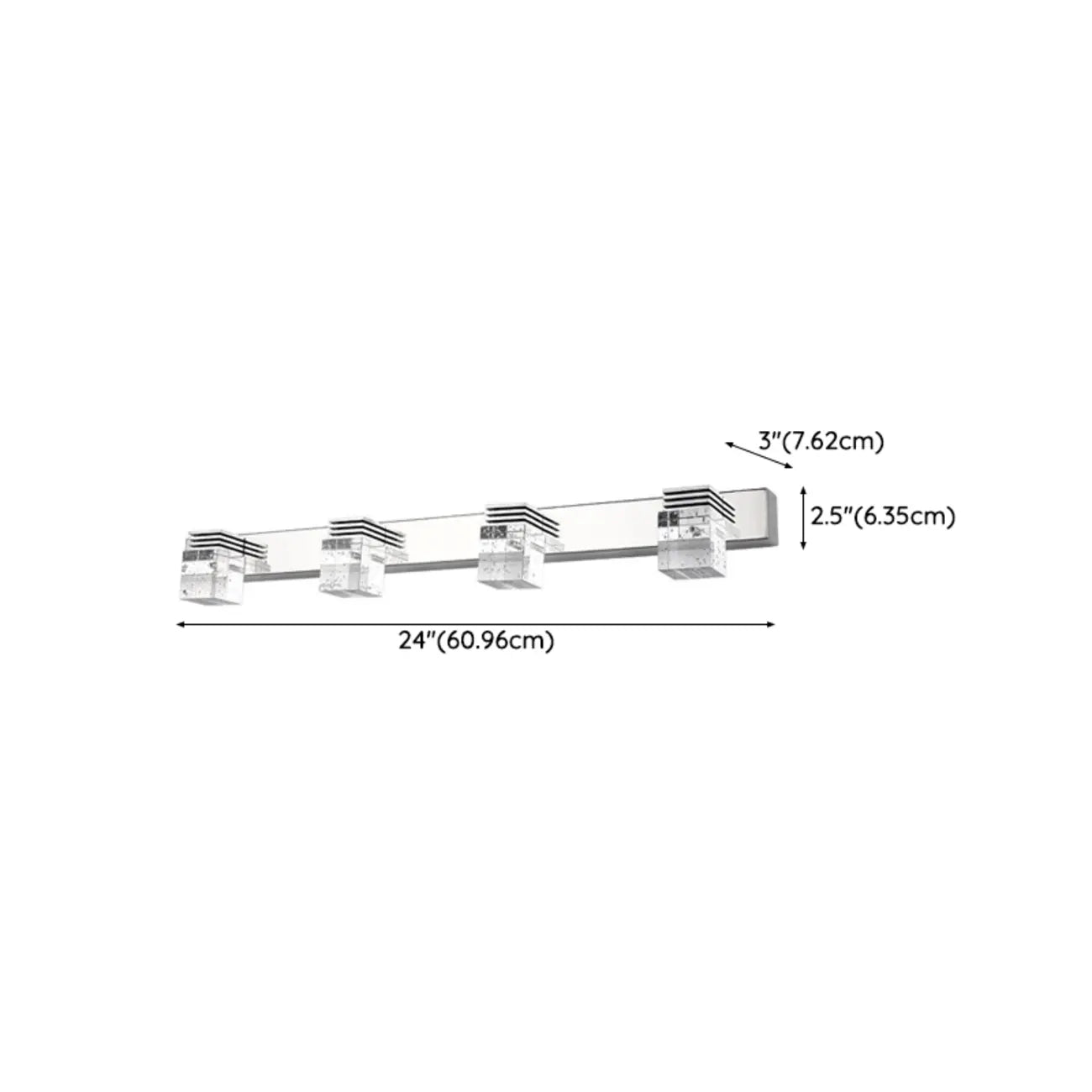 Rectangular Crystal Vanity Light Modern Silver LED for Bathroom