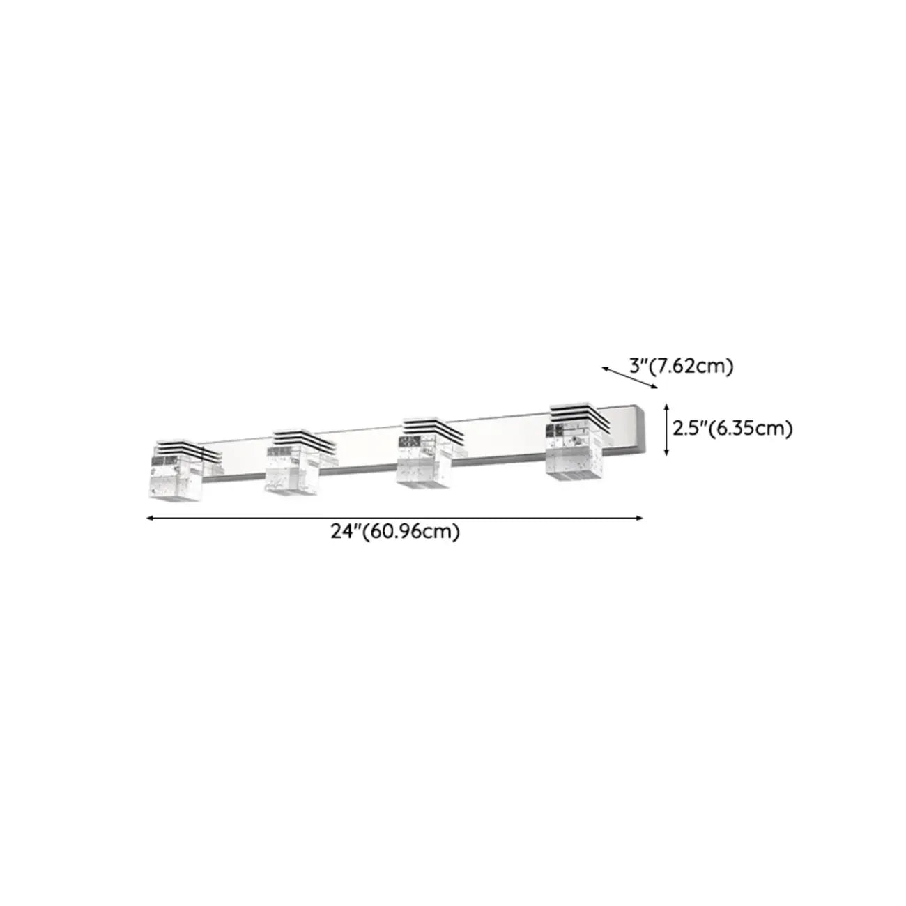 Rectangular Crystal Vanity Light Modern Silver LED for Bathroom