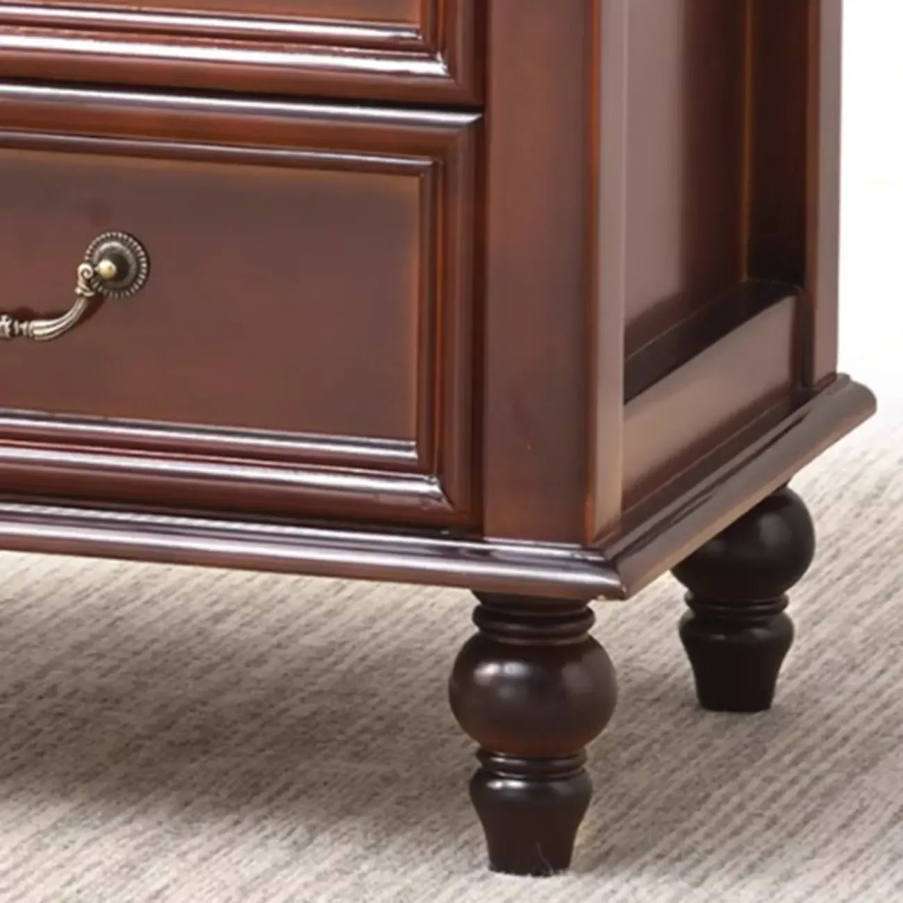 French Small 3-Tier Nightstand with Bronze Handles