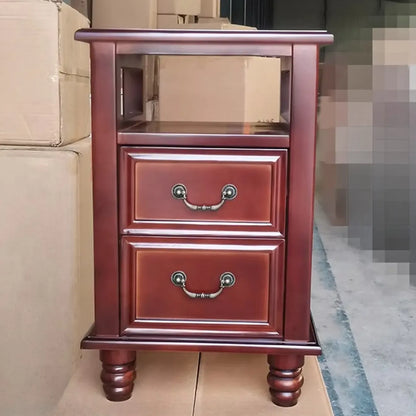 French Small 3-Tier Nightstand with Bronze Handles