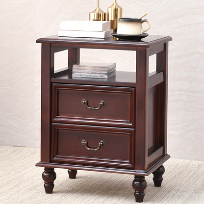 French Small 3-Tier Nightstand with Bronze Handles