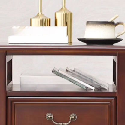 French Small 3-Tier Nightstand with Bronze Handles