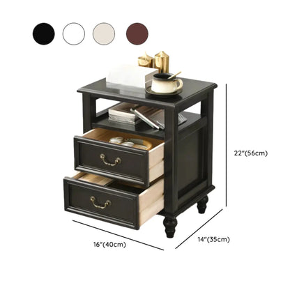 French Small 3-Tier Nightstand with Bronze Handles