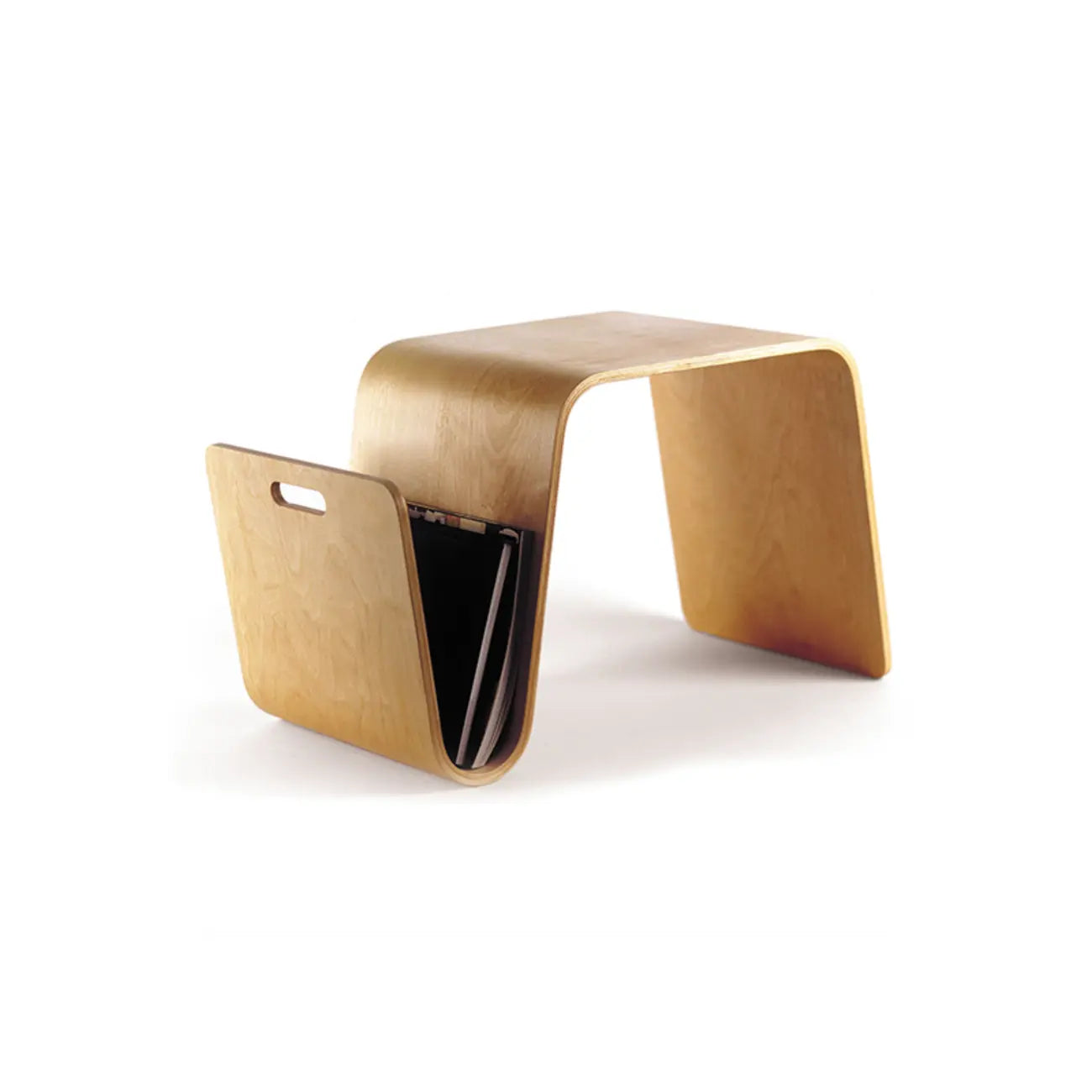 Convertible Wooden Nut-Brown C-Shaped Sofa Side Table