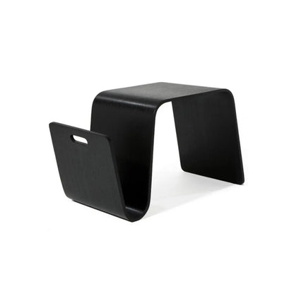 Convertible Wooden Nut-Brown C-Shaped Sofa Side Table