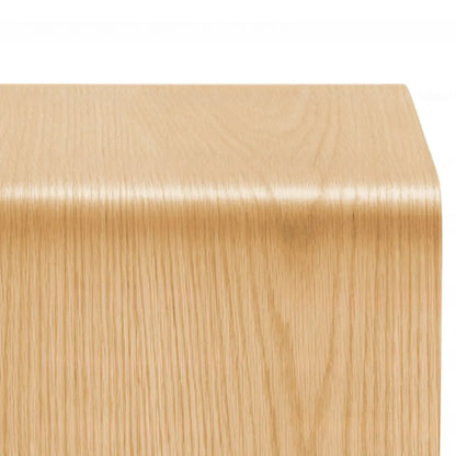 Convertible Wooden Nut-Brown C-Shaped Sofa Side Table