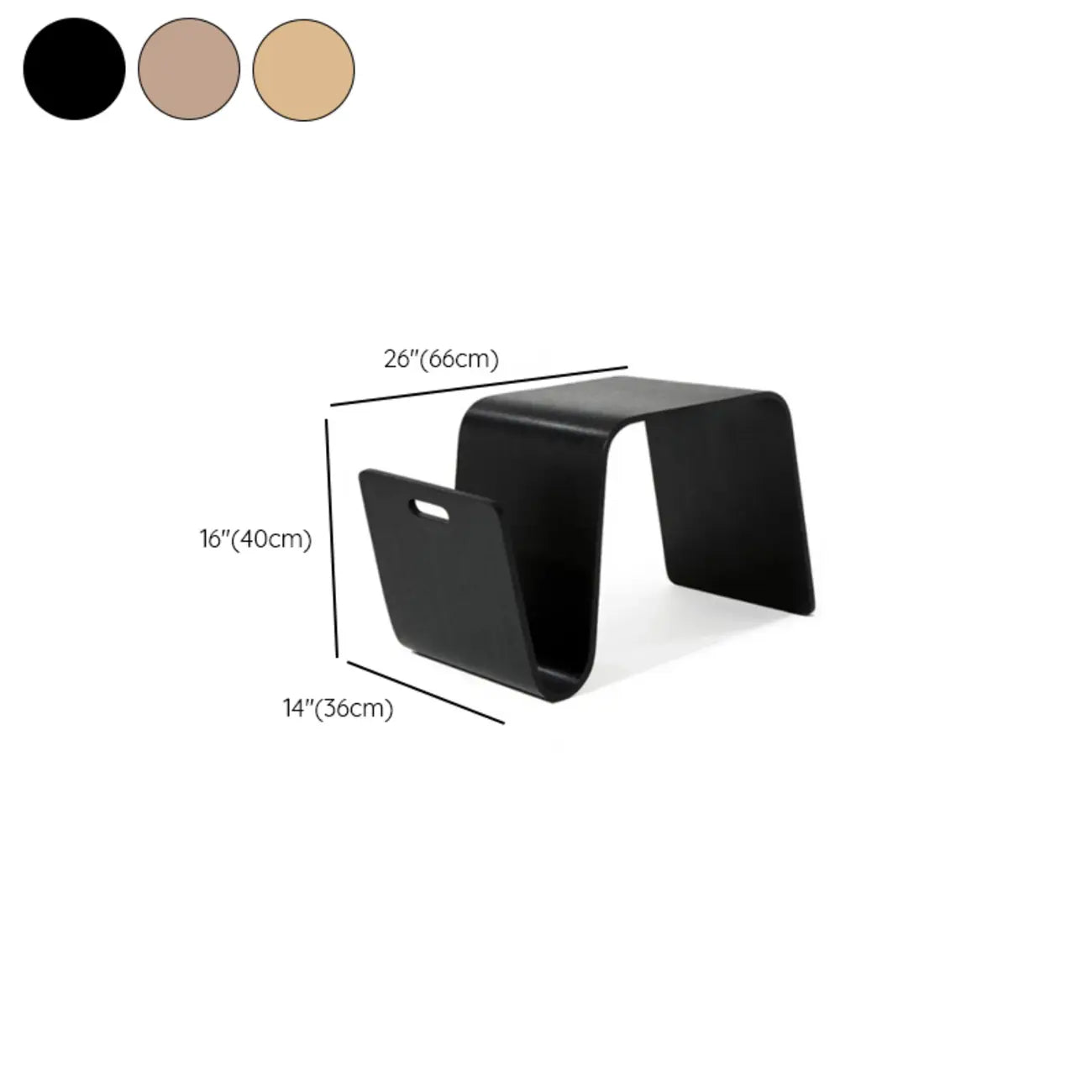 Convertible Wooden Nut-Brown C-Shaped Sofa Side Table