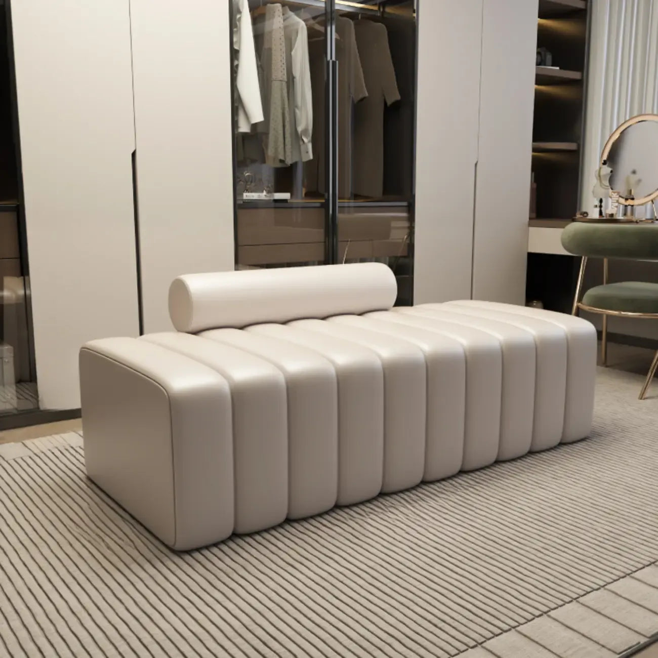 Elegance Flannel Upholstered Entryway Bench with Storage