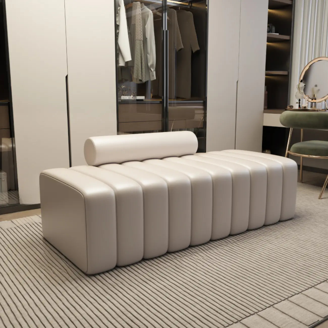 Elegance Flannel Upholstered Entryway Bench with Storage