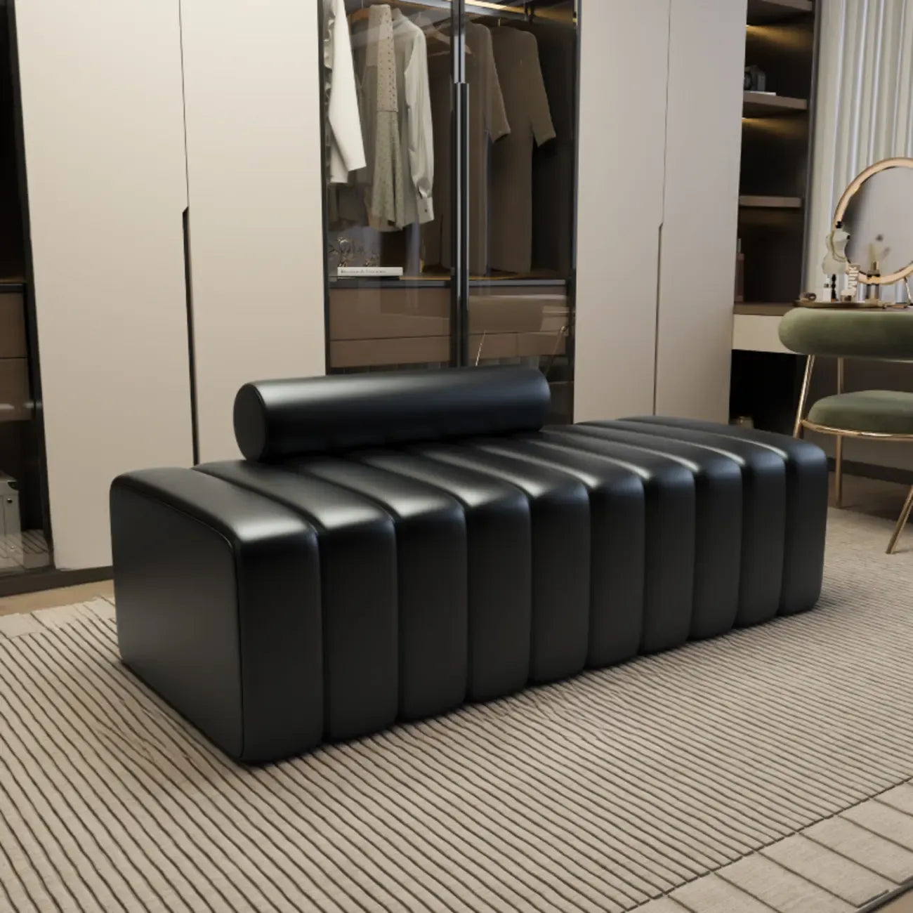 Elegance Flannel Upholstered Entryway Bench with Storage