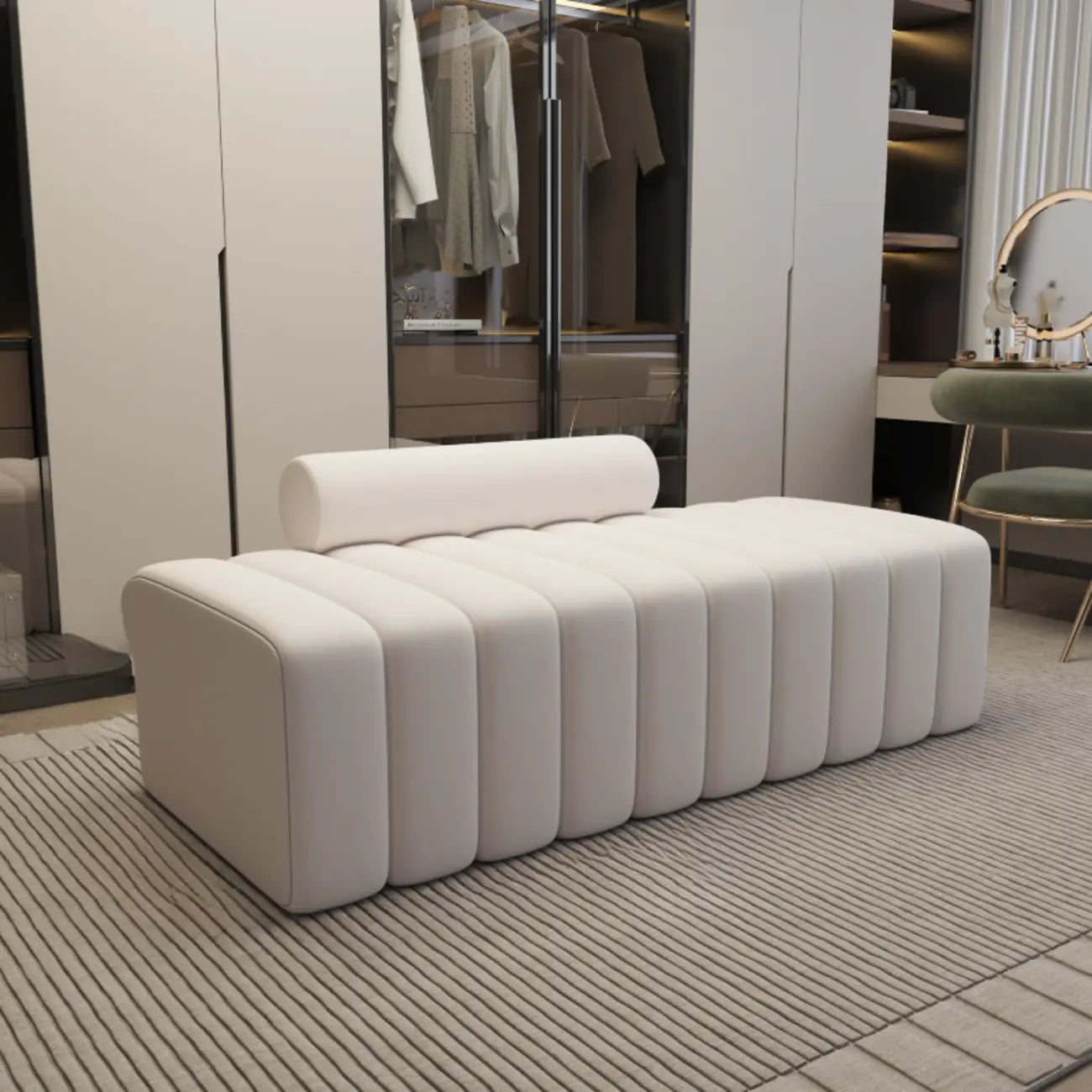 Elegance Flannel Upholstered Entryway Bench with Storage