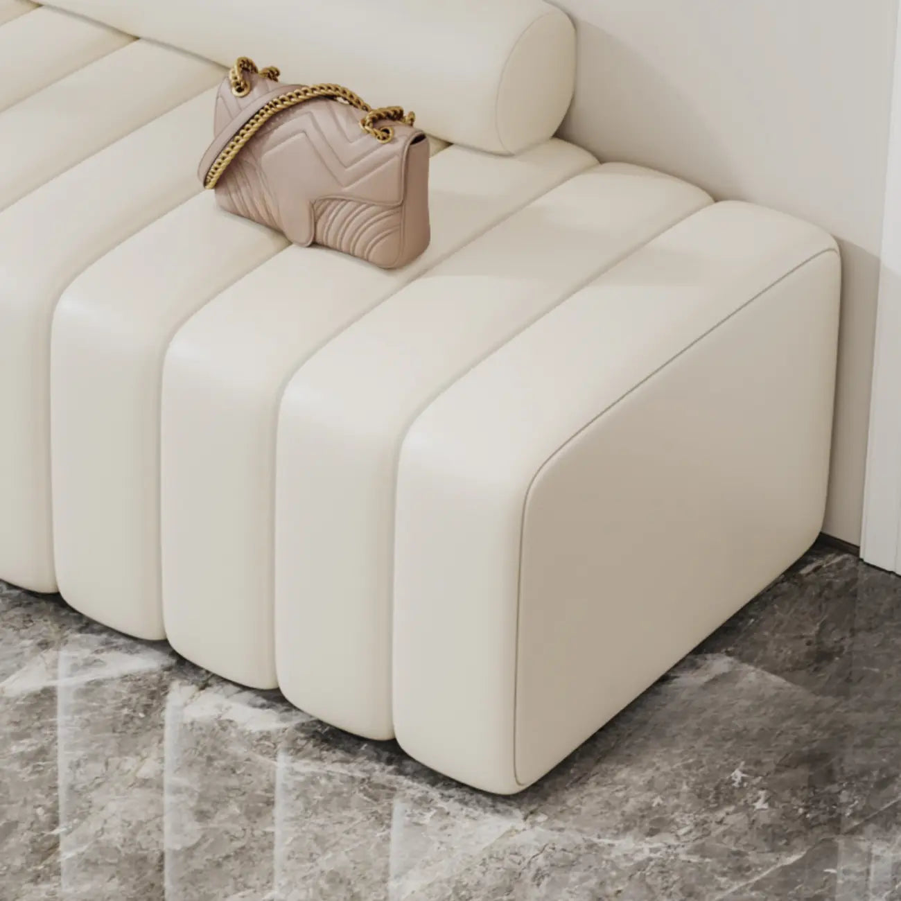 Elegance Flannel Upholstered Entryway Bench with Storage