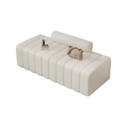 Elegance Flannel Upholstered Entryway Bench with Storage