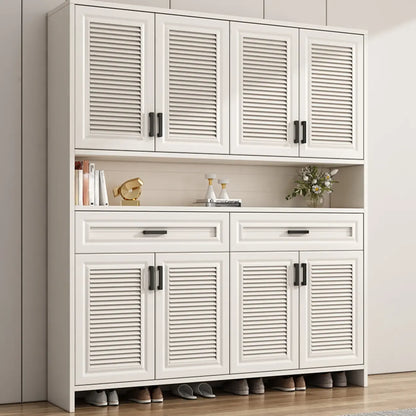 79H Entryway White Metal Shoe Cabinet with Drawers