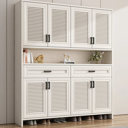 79H Entryway White Metal Shoe Cabinet with Drawers