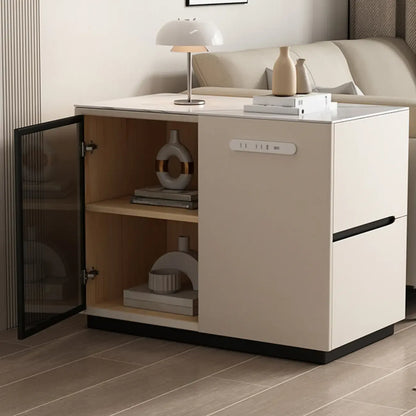 Mobile Rectangular Plastic Top End Table with Storage Drawers