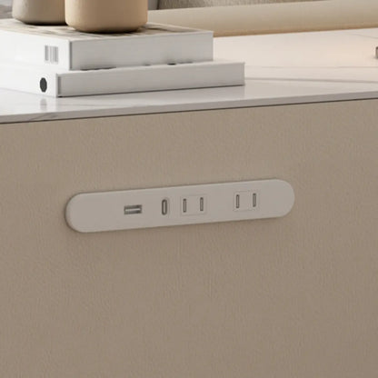 Mobile Rectangular Plastic Top End Table with Storage Drawers