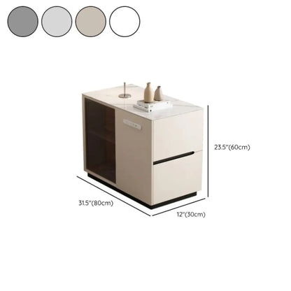 Mobile Rectangular Plastic Top End Table with Storage Drawers