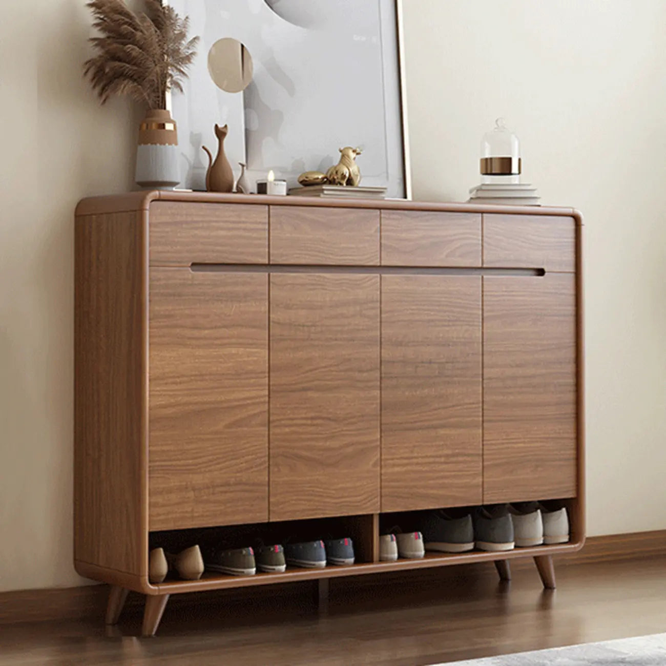 Modern Wood Hallway Shoe Cabinet with Drawers