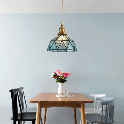 Modern Height Adjustable Blue Glass Kitchen Pendant Lighting