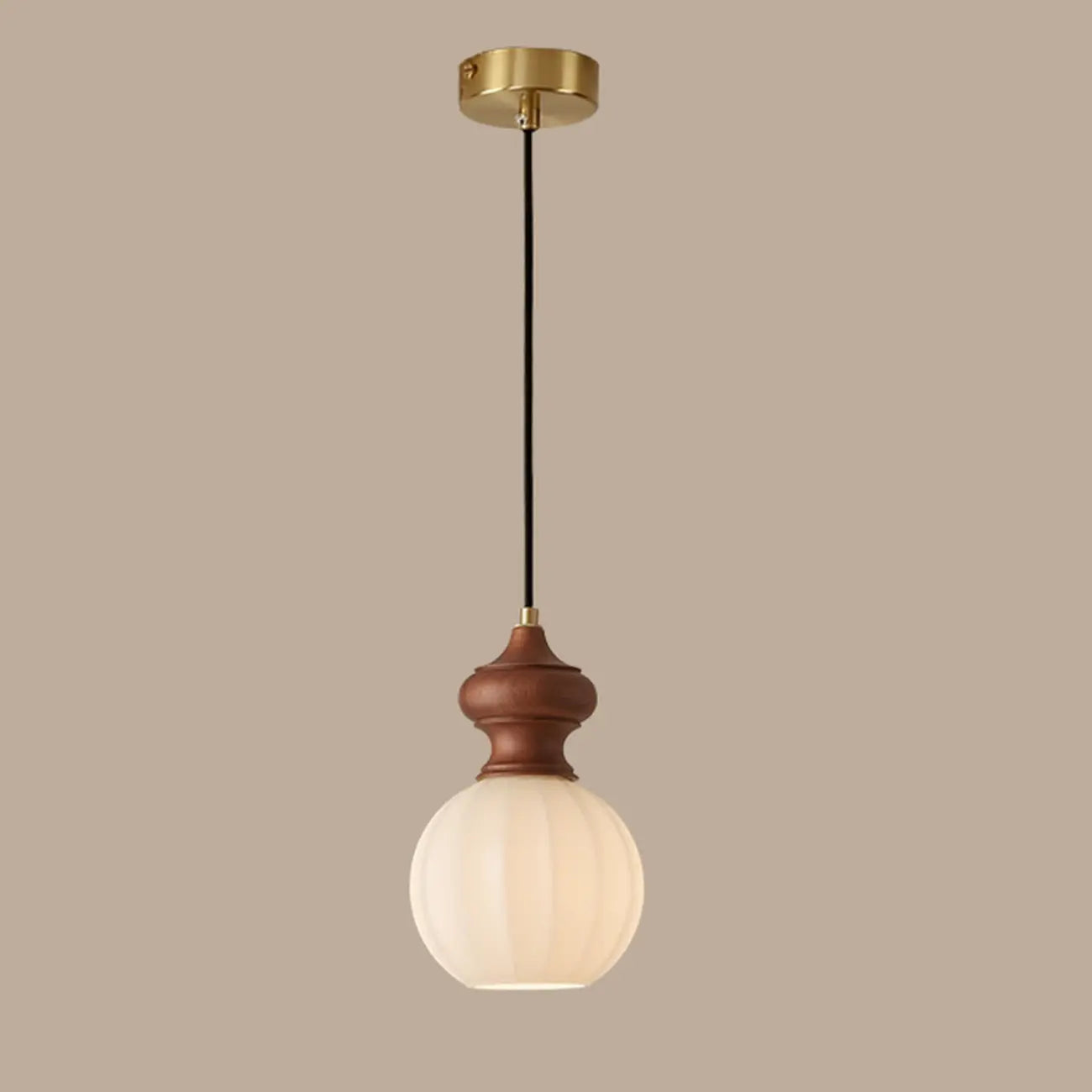 Adjustable Modern Wood Glass Pendant Light for Bedroom