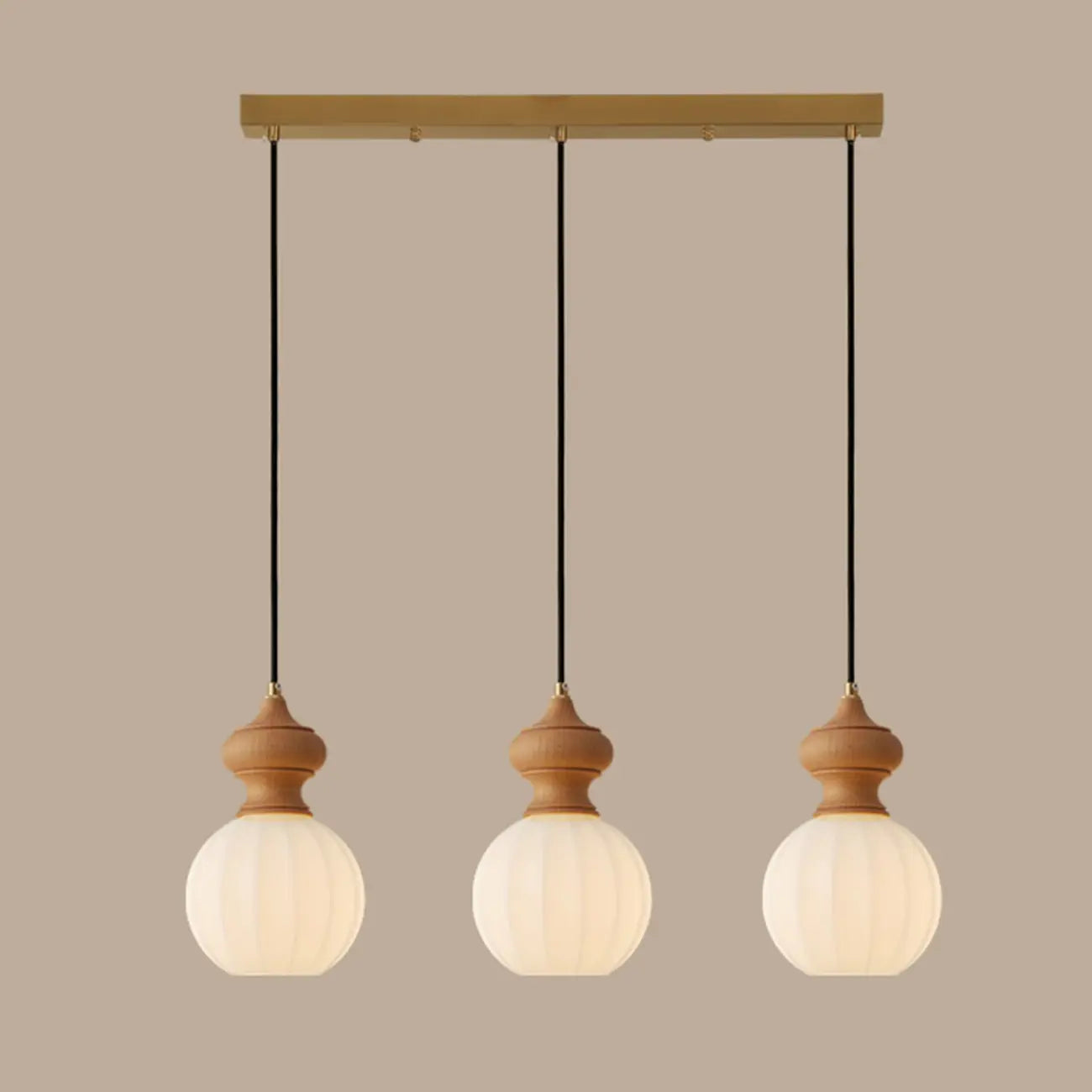 Adjustable Modern Wood Glass Pendant Light for Bedroom