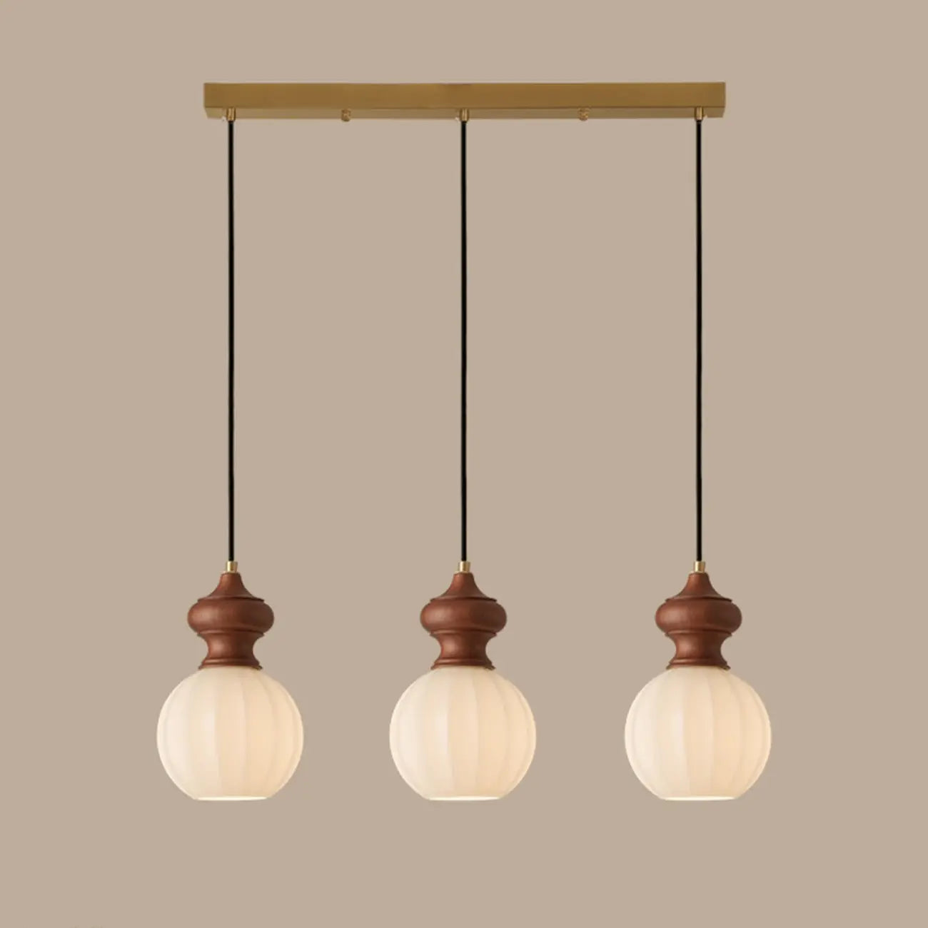 Adjustable Modern Wood Glass Pendant Light for Bedroom