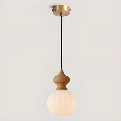 Adjustable Modern Wood Glass Pendant Light for Bedroom