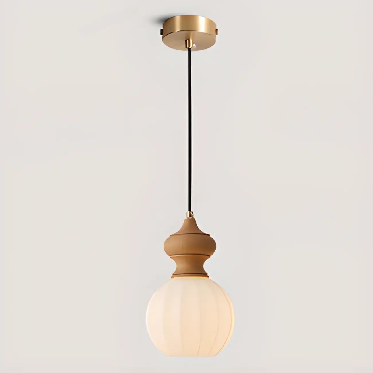 Adjustable Modern Wood Glass Pendant Light for Bedroom