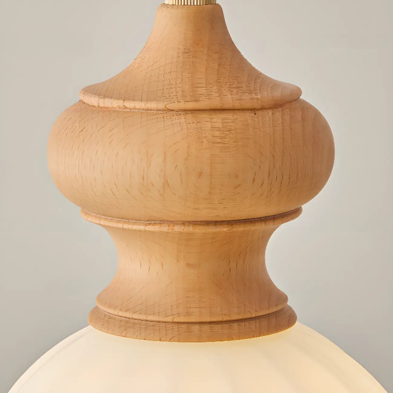 Adjustable Modern Wood Glass Pendant Light for Bedroom