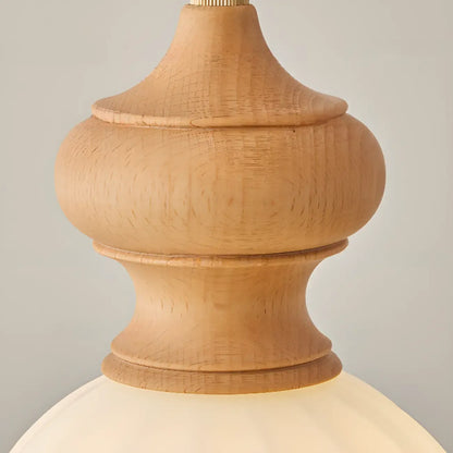 Adjustable Modern Wood Glass Pendant Light for Bedroom