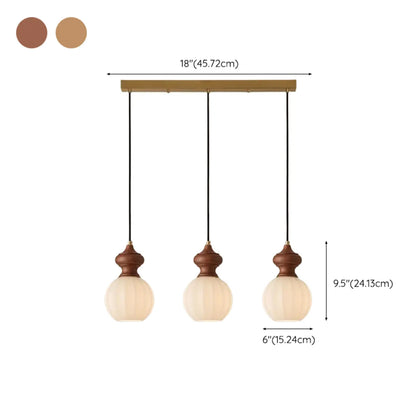 Adjustable Modern Wood Glass Pendant Light for Bedroom