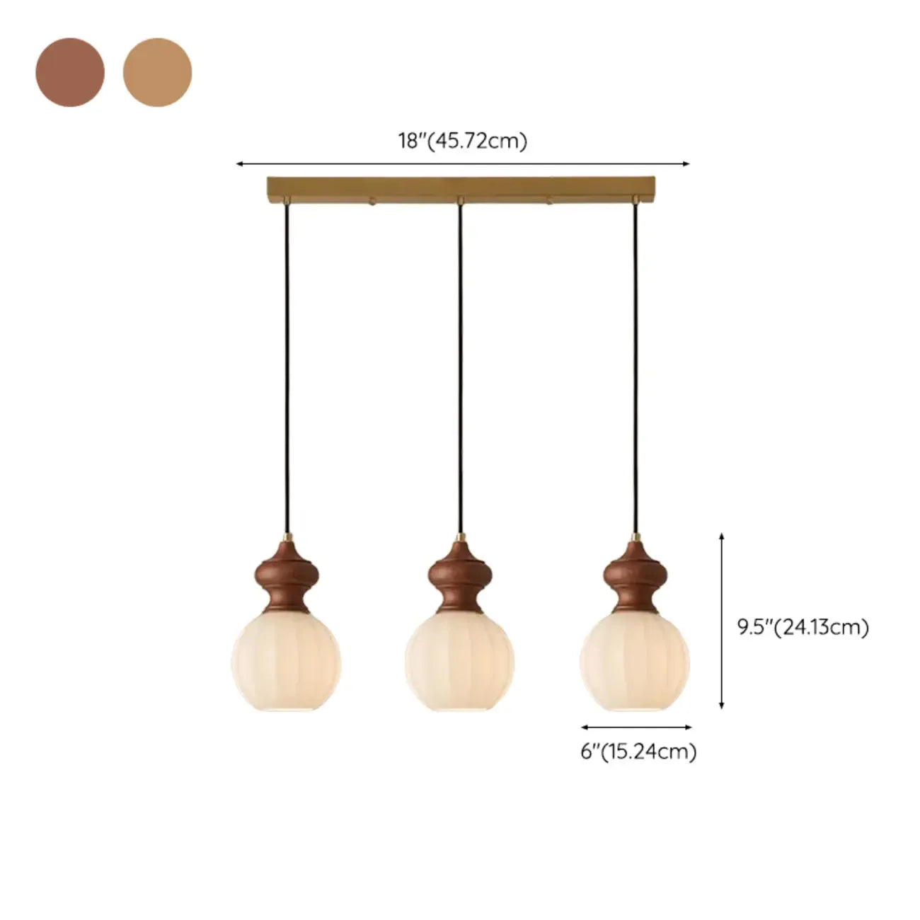 Adjustable Modern Wood Glass Pendant Light for Bedroom