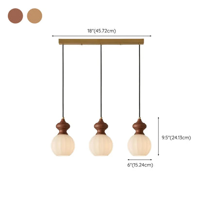 Adjustable Modern Wood Glass Pendant Light for Bedroom